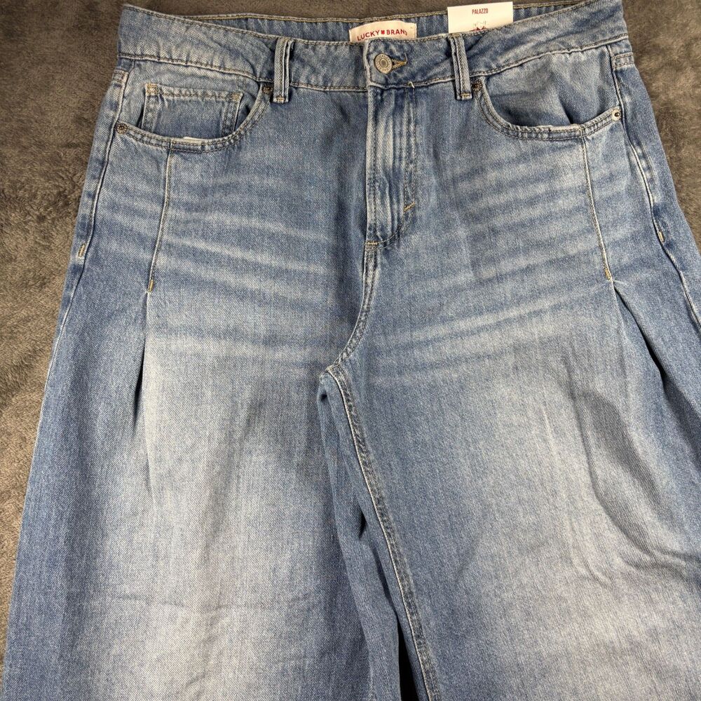 Lucky Brand Women Jeans NEW Pleated Denim Luxe Palazzo Wide Leg Baggy 10/30 P229 - Picture 3 of 14